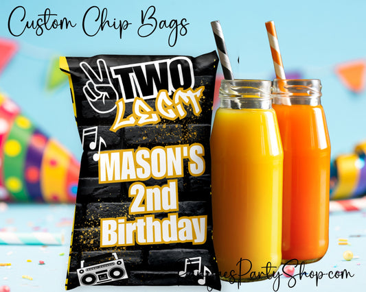 Two Legit Chip Bag Favors | Custom Chip Bags | Custom Birthday Chip Bags |Two Legit Chip Bags