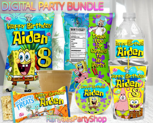 SpongeBob Digital Party Package | SpongeBob Party Bundle | SpongeBob Birthday Party Package | Digital File Only