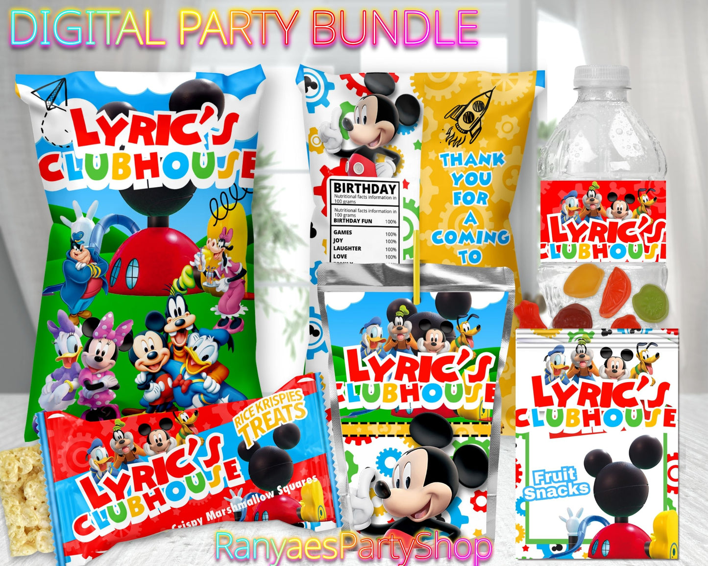 Mickey Mouse Clubhouse Digital Party Package | Mickey Mouse Clubhouse Party Bundle | Mickey Clubhouse Birthday Party Package | Digital File Only