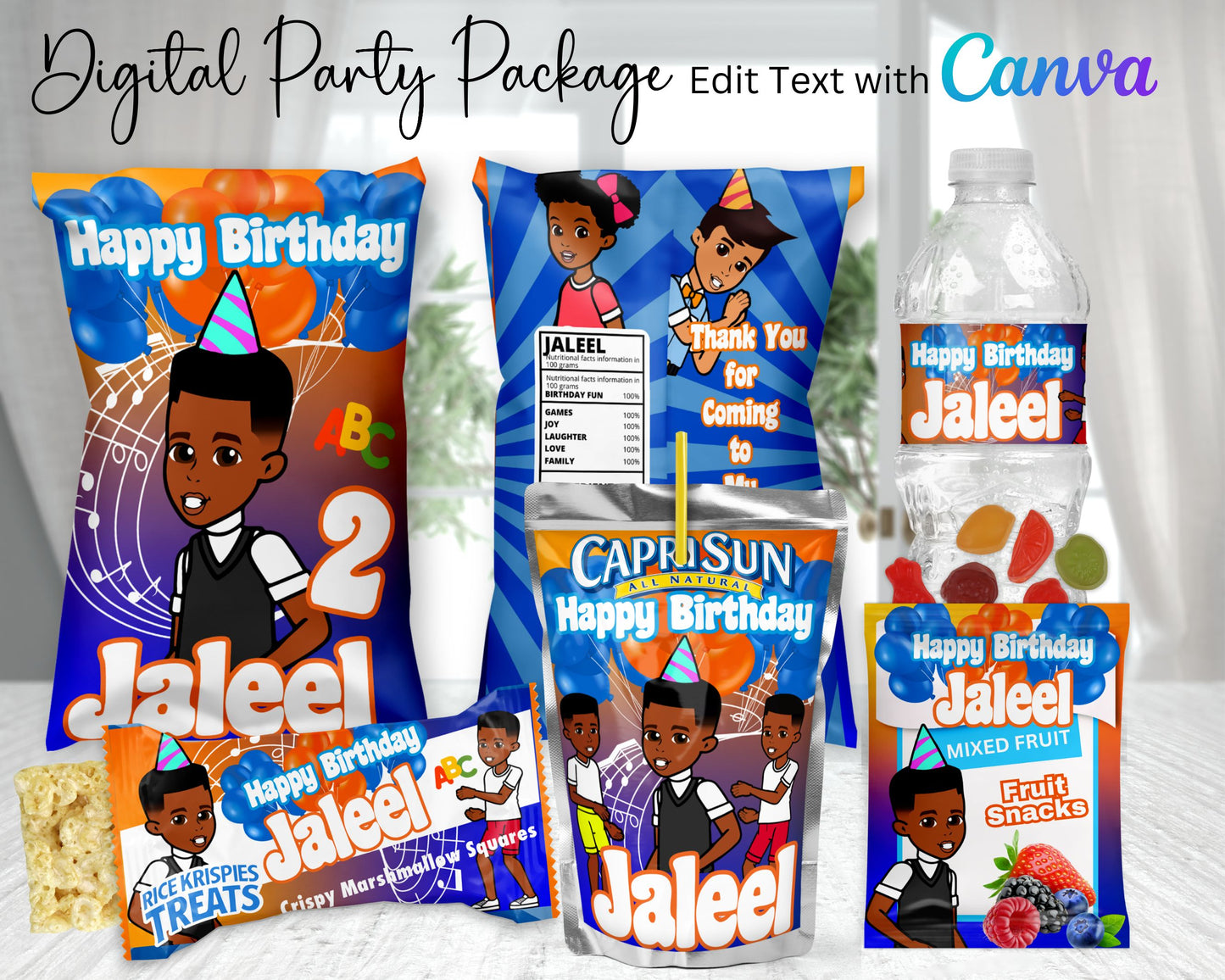 Gracie's Corner Boy Digital Party Package | Edit Text with Canva | You Edit | You Save | You Download | You Print | Digital File Only