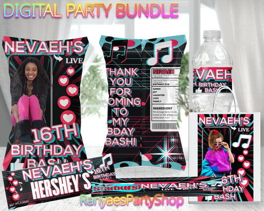 Tik Tok Digital Party Package | Tik Tok Party Bundle | Music Party Birthday Party Package | Digital File Only