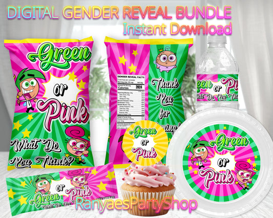 Cosmo or Wanda Digital Package | NON EDITABLE |  Gender Reveal | You Download | You Print | Instant Download