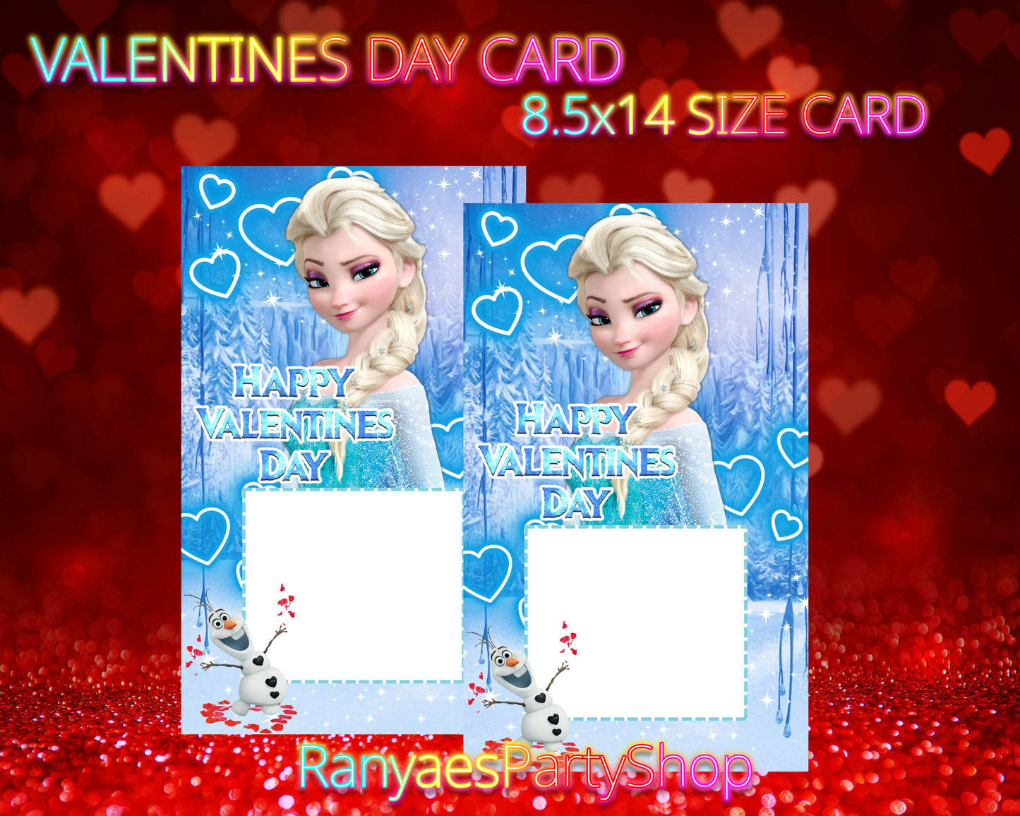 Frozen Valentines Day Card | Valentines Day Card | 8.5x14 | Digital File Only | INSTANT DOWNLOAD