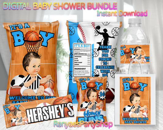 It's a Boy Sports Theme Baby Shower Bundle | Digital Baby Shower Bundle | Instant Download | Digital File Only