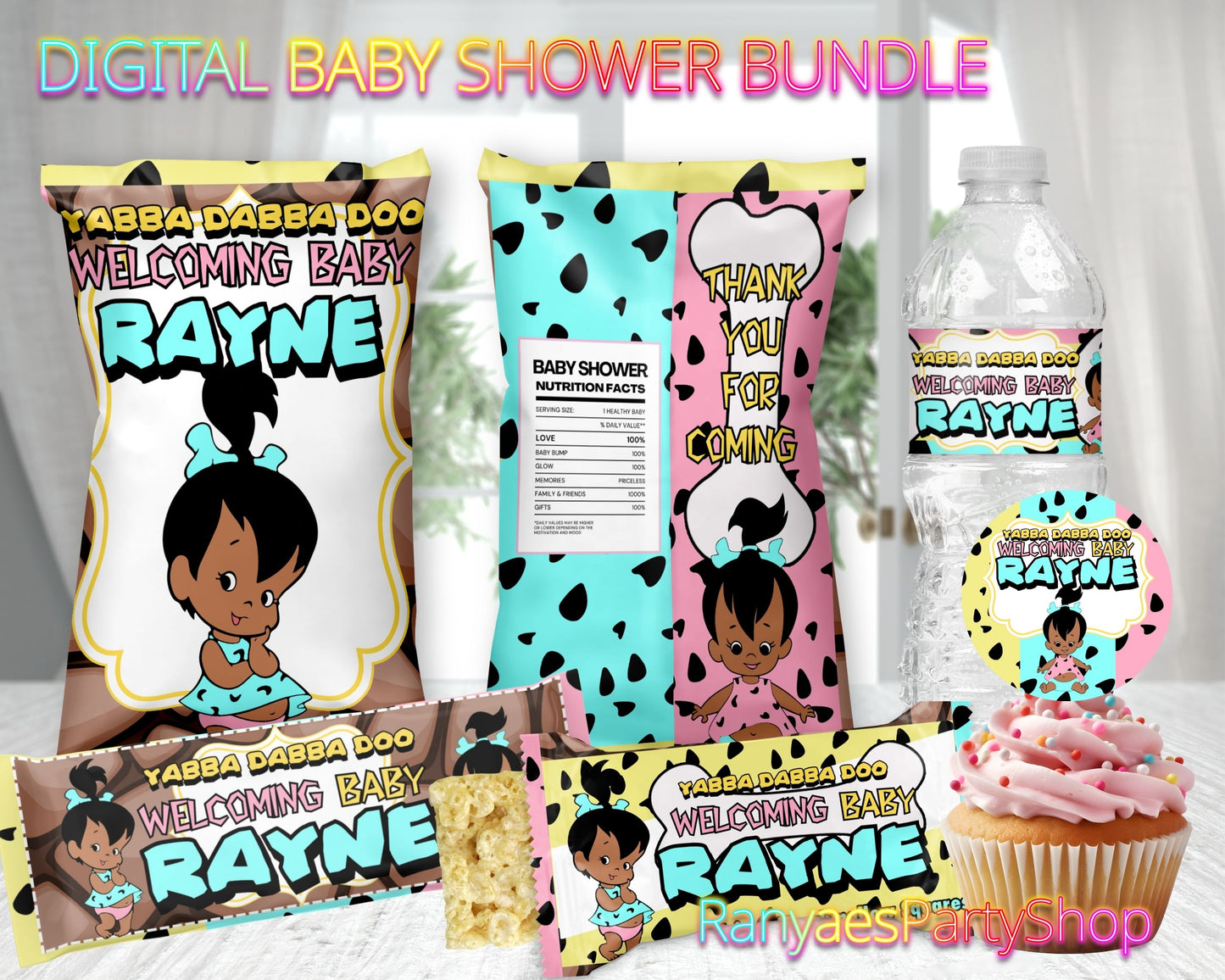 African American Pebbles Digital Baby Shower Package | Pebbles Baby Shower Bundle | Baby Shower Package | Digital File Only