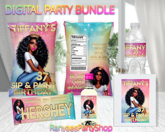 Sip & Paint Digital Party Package | Sip & Paint Party Bundle | Sip & Paint Birthday Party Package | Digital File Only