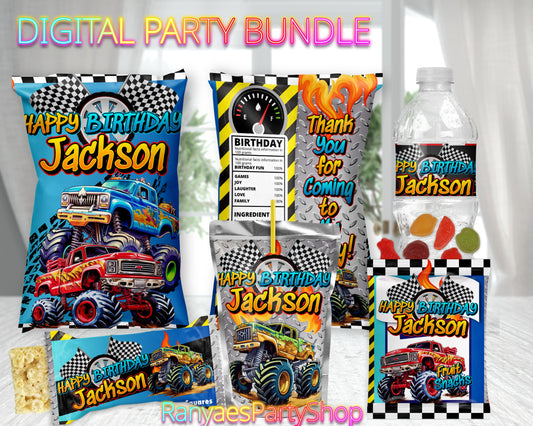 Monster Truck Digital Party Package | Monster Truck Party Bundle | Monster Truck Birthday Party Package | Digital File Only