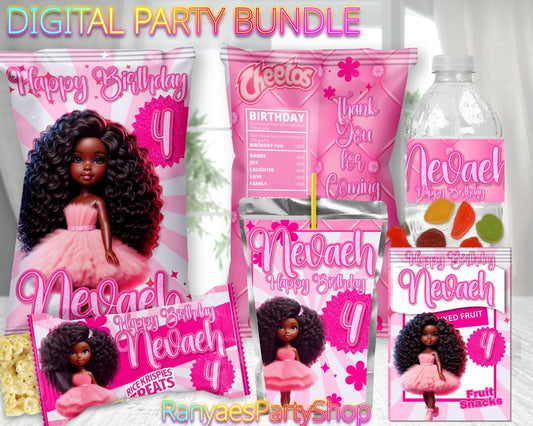 African American Barbie Digital Party Package | Barbie Party Bundle | Doll Barbie Birthday Party Package | Digital File Only