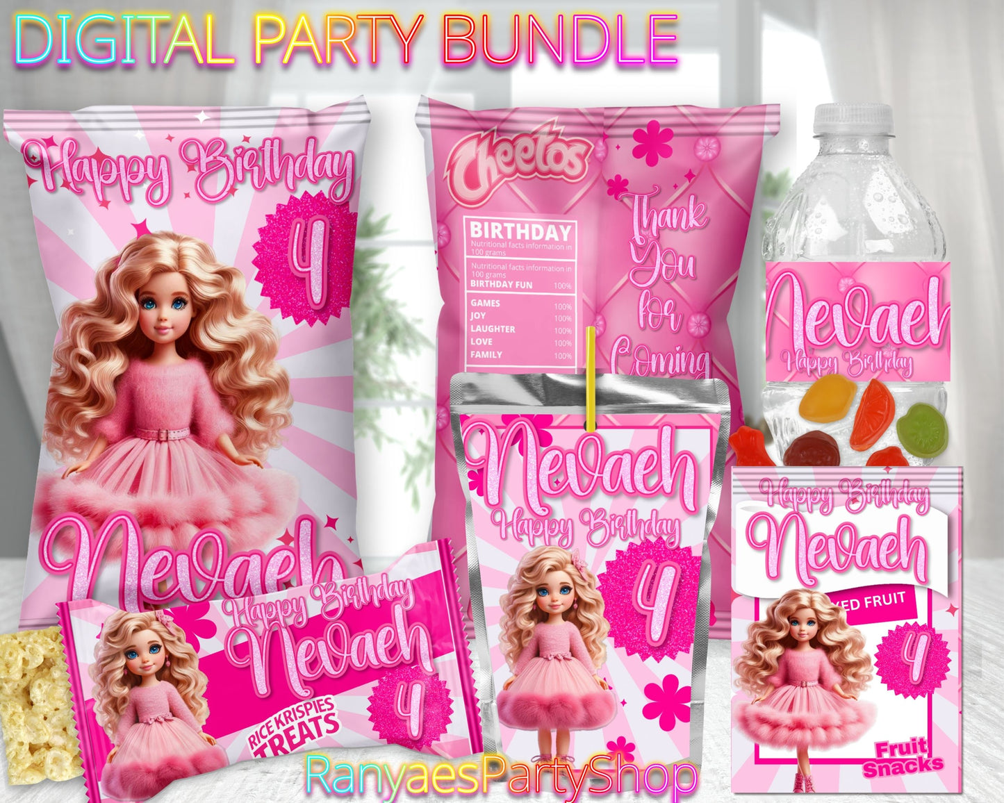 Barbie Digital Party Package | Barbie Party Bundle | Doll Barbie Birthday Party Package | Digital File Only