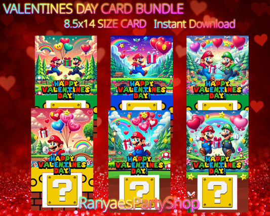 Super Mario Valentines Day Card INSTANT DOWNLOAD | Super Mario Valentines Day Card Bundle | 8.5x14 | Digital File Only