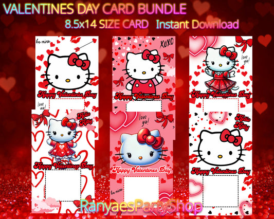 Hello Kitty Valentines Day Card INSTANT DOWNLOAD | Hello Kitty Valentines Day Card Bundle | 8.5x14 | Digital File Only