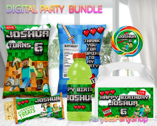 Minecraft Digital Party Package | Minecraft Party Bundle | Minecraft Birthday Party Package | Digital File Only