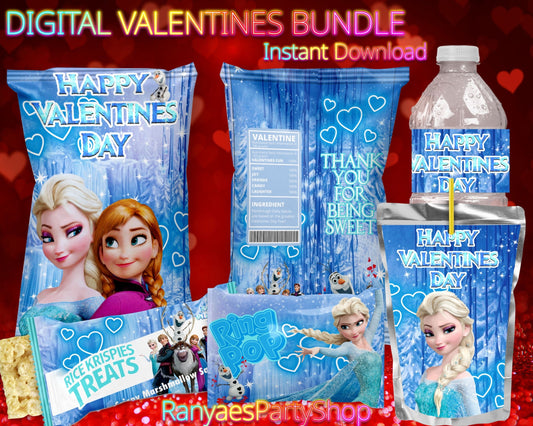 Frozen Valentines Digital Party Package | Frozen Party Bundle | INSTANT DOWNLOAD | Digital File Only