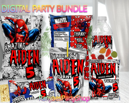 Spiderman Digital Party Package | Spiderman Party Bundle | Spiderman Birthday Party Package | Digital File Only