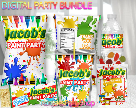 Paint Party Digital Party Package | Paint Party Birthday Bundle | Paint Party Birthday  | Digital File Only