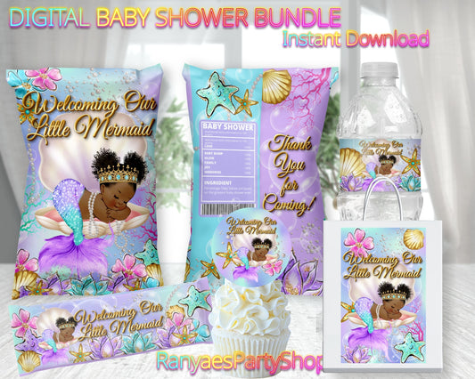 Little Mermaid On The Way Baby Shower Bundle | Digital Baby Shower Bundle | Instant Download | Digital File Only