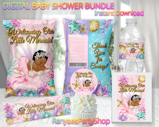 Little Mermaid On The Way Baby Shower Bundle | Digital Baby Shower Bundle | Instant Download | Digital File Only