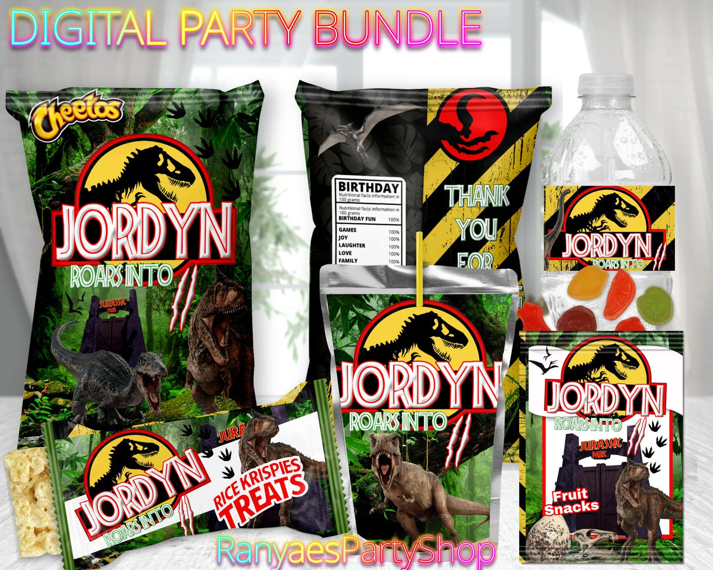 Dinosaur Digital Party Package | Dinosaur Party Bundle | Jurassic Park Birthday Party Package | Digital File Only