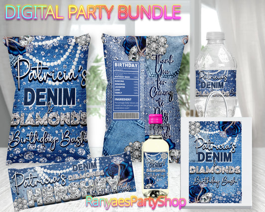 Denim & Diamonds Digital Party Package | Denim & Diamonds Party Bundle | Diamonds & Denim Birthday Party Package | Digital File Only