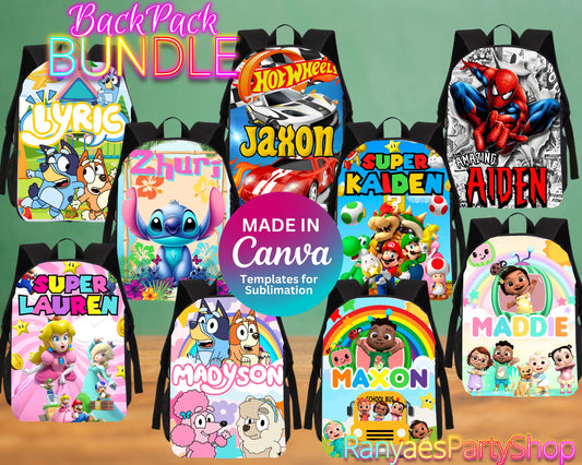 Kids Backpack Bundle (Editable) Templates | CANVA TEMPLATES | Digital Files Only