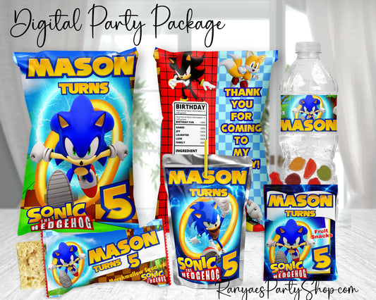 Sonic the Hedgehog Digital Party Package | Sonic Party Bundle | Sonic Birthday Party Package | Digital File Only