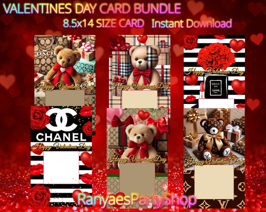 Valentines Day Card INSTANT DOWNLOAD | Designer Bag Inspired Valentines Day Card Bundle | 8.5x14 | Digital File Only |