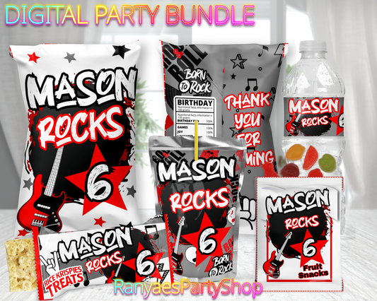 Rockstar Digital Party Package | Rockstar Party Bundle | Rockstar Birthday Party Package | Digital File Only