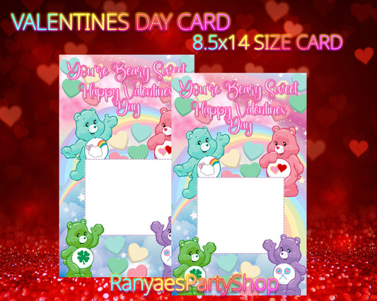 Care Bears Pastel Valentines Day Card | Valentines Day Card | 8.5x14 | Digital File Only | INSTANT DOWNLOAD