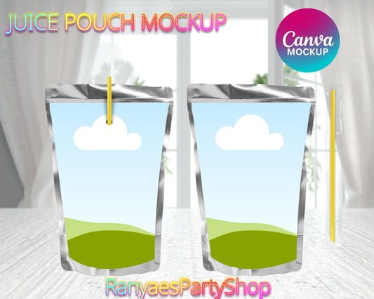 Juice Pouch Mockup | Create Your Own Mockups | Blank  Mockup | Drag and Drop | Canva Template