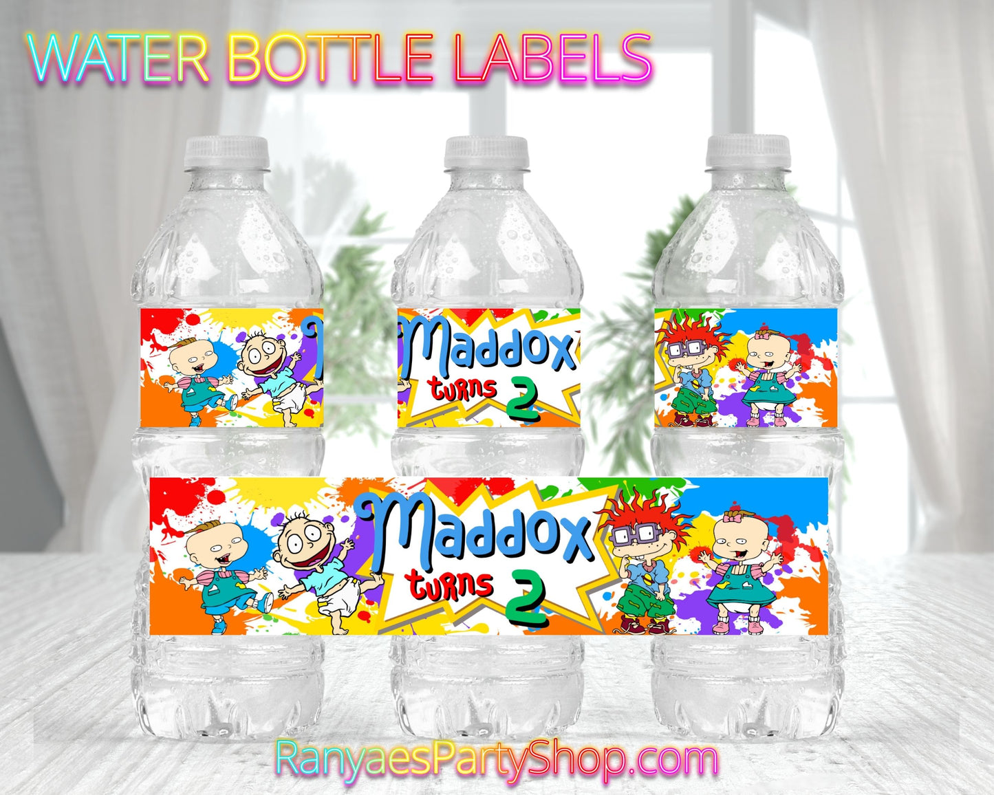 Rugrats Water Bottle Labels | Water Bottle Labels | Rugrats Party | African American Rugrats Water Bottle Favors