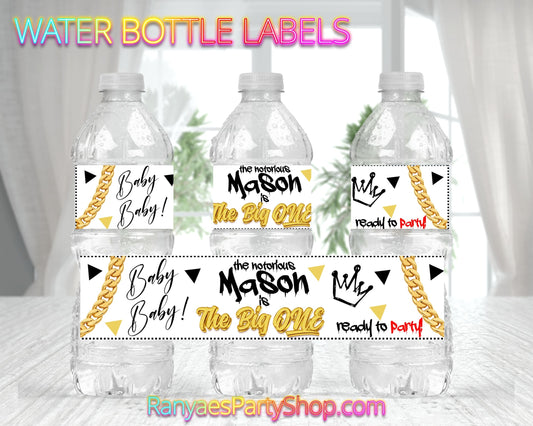 The Big ONE Water Bottle Labels | Custom Water Bottle Labels | Big One Party | First Birthday Water Bottle Favors