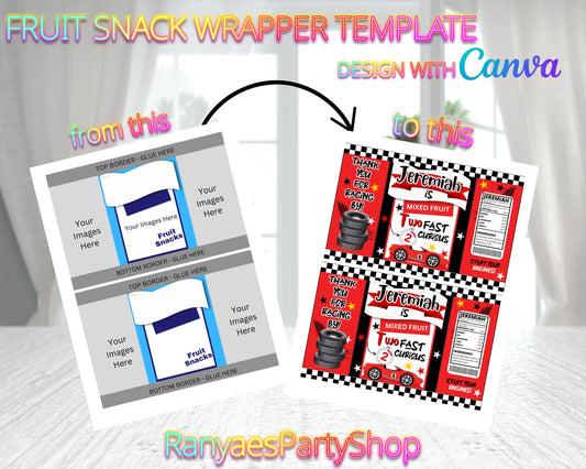 Fruit Snack Wrapper Template | Create Your Own Fruit Snack Wrapper | Blank Templates | You Design | Design with Canva | Canva Template